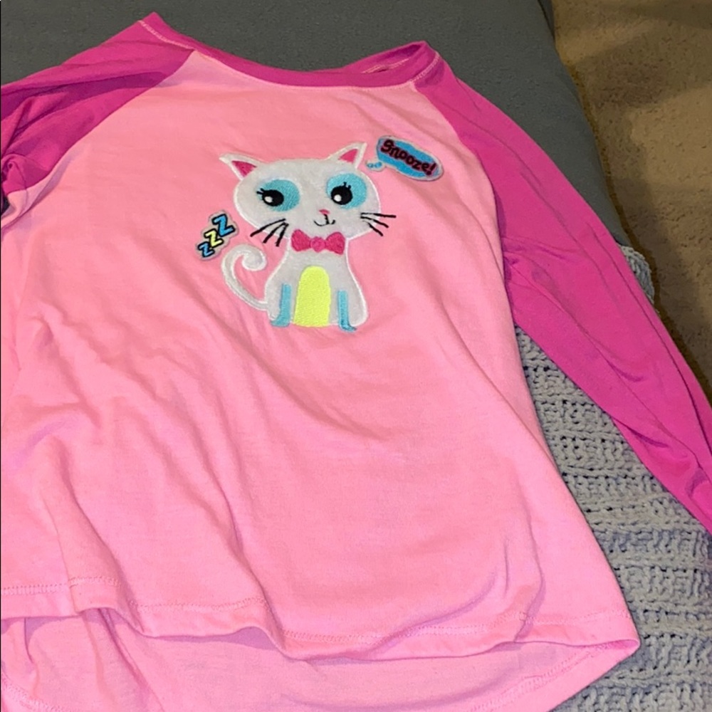 Cat pj top girls size 10/12